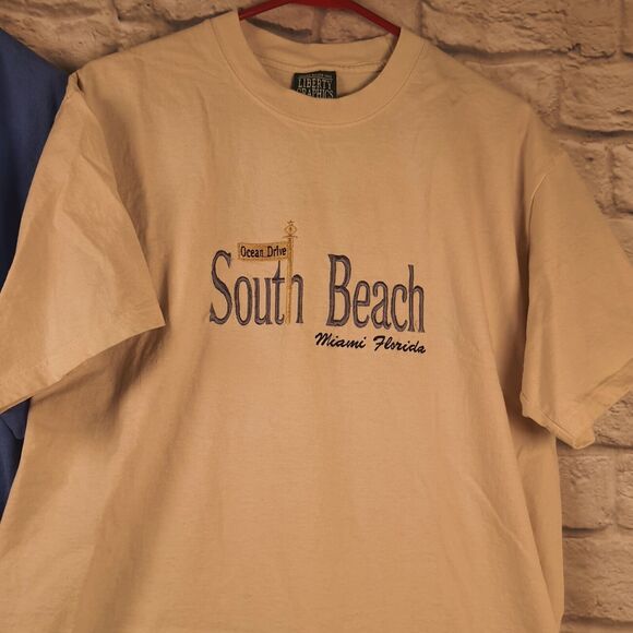 Vtg Lot Of 2 South Beach Miami Tshirt Adult Size Large Oneita Liberty Graphics - Picture 3 of 7